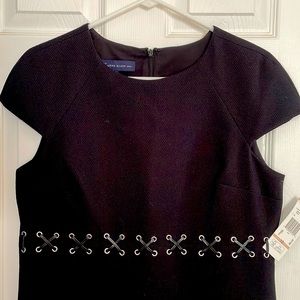 Anne Klein black dress with leather design